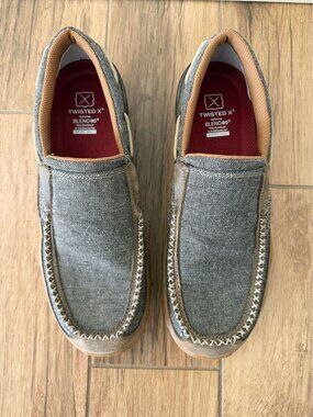 Twisted X Men's ECO TWX Slip-On Driving Moc MDMS012 Gray Canvas Size 8 M